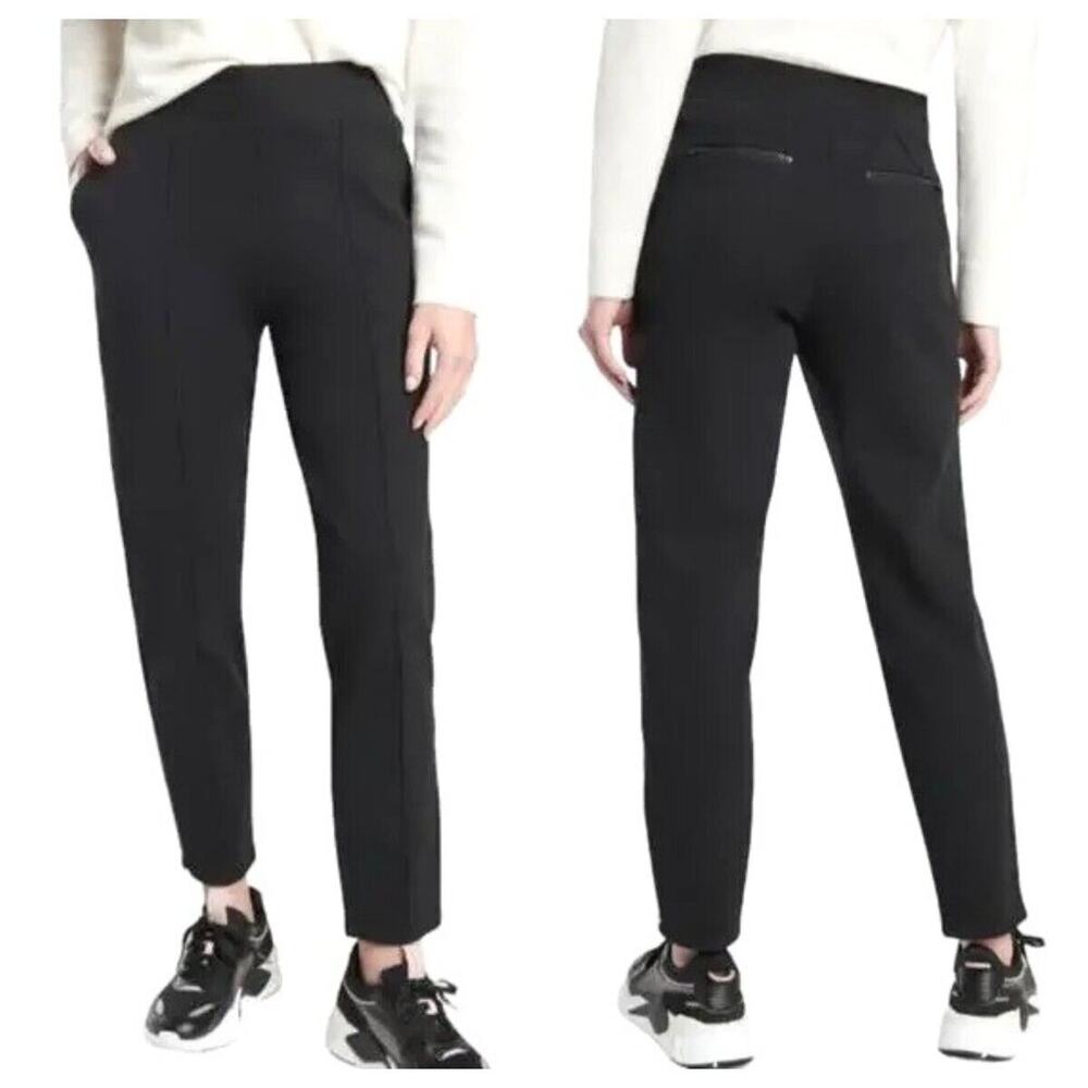 Athleta Pants Womens M Venice Heathered Pintuck Ankle Crop Pull On Charcoal Gray